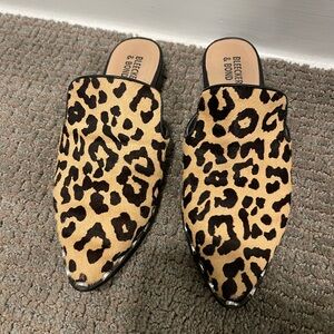 Studded leopard mules